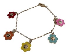 Girl's Charm Bracelet Smiley Face Flowers Multicolor Sunshine Jewelry Colorful