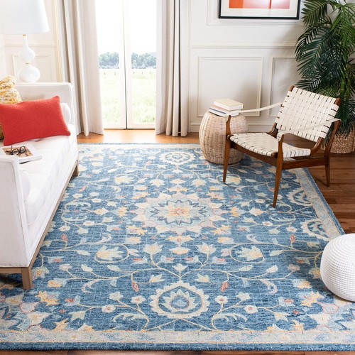 Blossom Collection 8' x 10' Navy / Multi BLM813N Handmade Premium Wool Area Rug