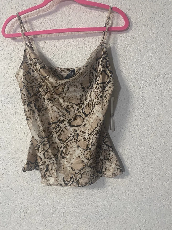 Aqua животных печати змеиной кожи Camisole капот шеи атласный верхний размер средний новый с Ярлыками - Изображение 4 из 4