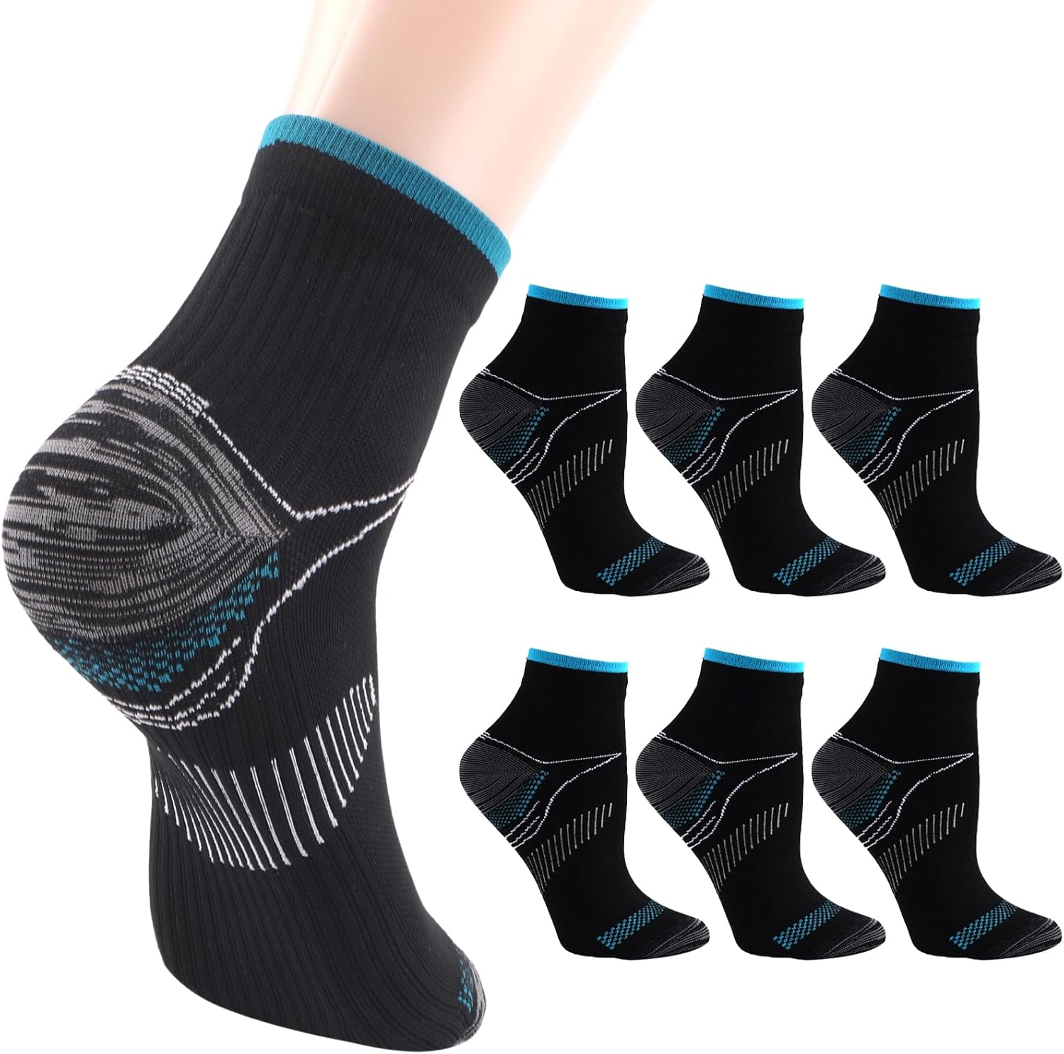 6 Pairs Compression Socks, Plantar Fasciitis Socks with Arch Support for Athleti