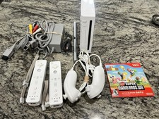 Wii Console RVL-001 Bundle: 2 Controllers, 2 Nunchuck, Cords,Mario Bros Wii