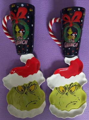  Grinch Teller Tassen Set 4-tlg Geschirr f. 2 Pers Weihnachten Servierplatten