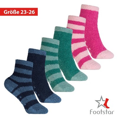 6 Paar Mädchen & Jungen Kuschelsocken mit Antirutsch-Sohle von Footstar