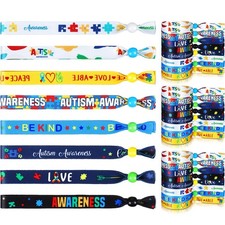 100 Pcs Autism Awareness Bracelet Bulk, Colorful Puzzle Pieces Inspirational ...