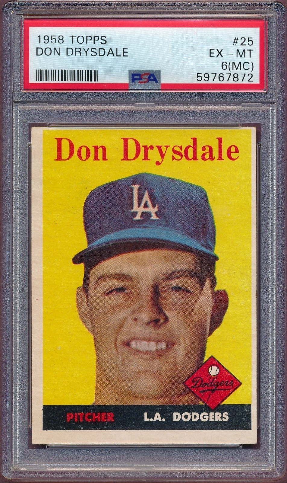 1958 Topps Don Drysdale #25 PSA 6MC!!