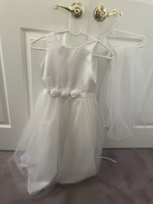 Lida White Dress for Kids Size 7 w/ Veil- Flower Girl Dresss or Communion- NEW 