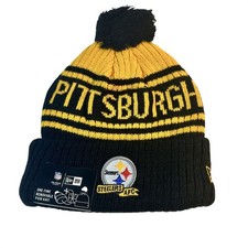 Pittsburgh Steelers AFC NFL Knit Beanie Hat With Pom Black & Yellow New Era
