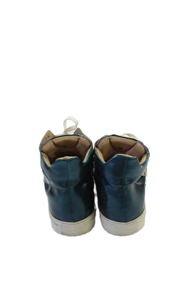 MM6 Maison Margiela 女式金属皮革高帮运动鞋蓝色 38 8 码 — 第 3/4 张图片