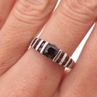 925 Sterling Silver Vintage Real Round-Cut Red Garnet Oxidized Ring Size 8