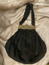 Vintage Wool   Purse Handbag Ornate Clasp Roses  Rhinestones