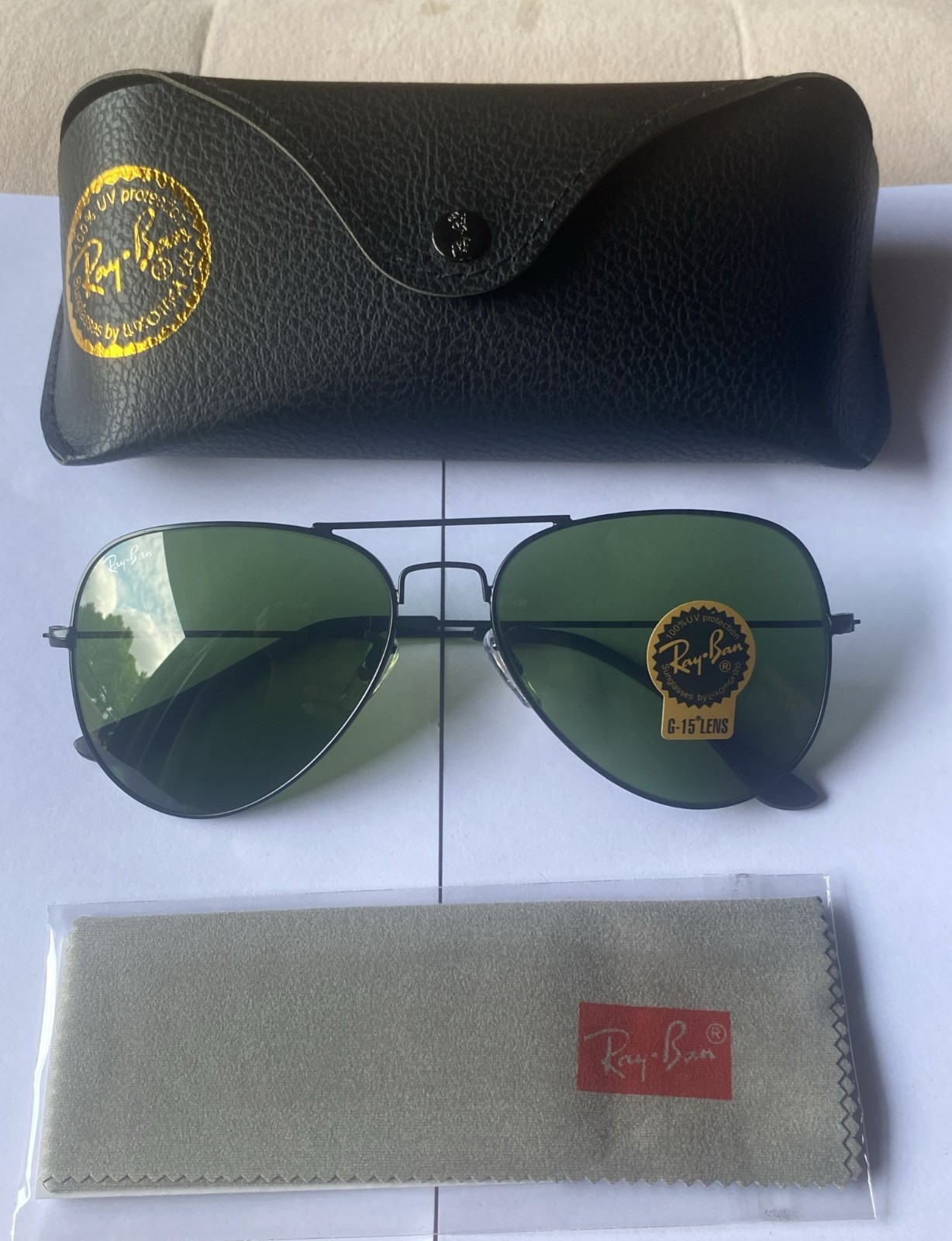Ray-Ban Aviator Occhiali da Sole - Nere/Verde