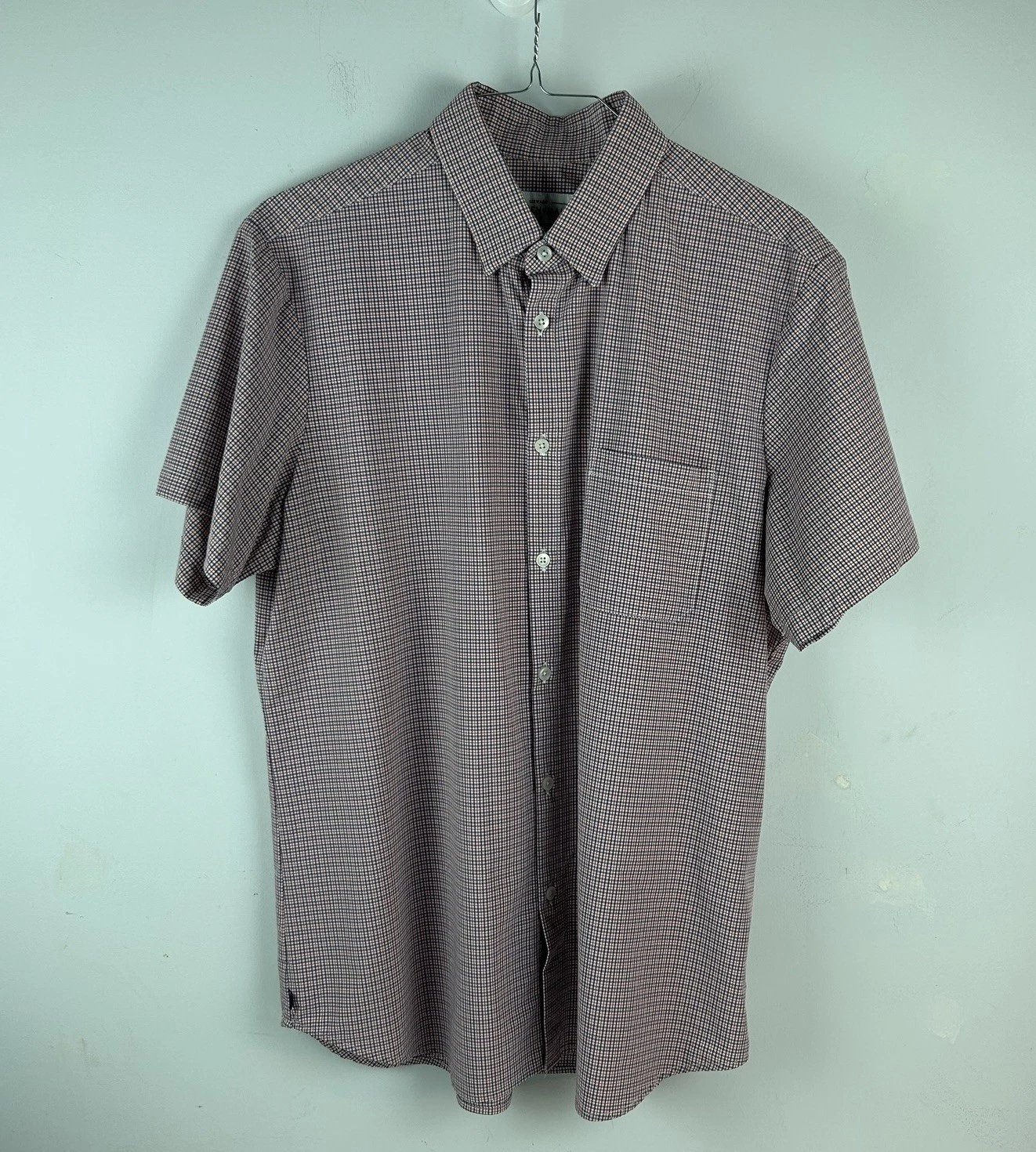 Mizzen+Main Shirt Mens 2x Trim Fit Red Blue Plaid Leeward Collection Stretch