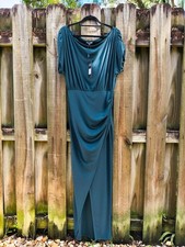 NWT Women's Small Green Wrap Dress Floor Length Empire Waistline FASHIONNOVA