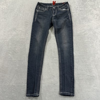 Eighty Eight Perfect Jeans Women's 3 Low Rise Blue Denim Thick Stitch Flap Y2K