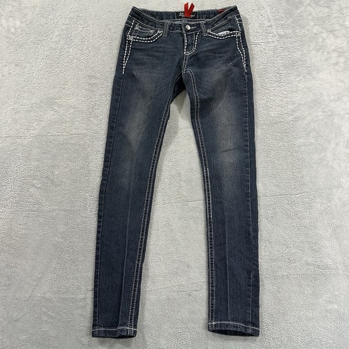 Eighty Eight Perfect Jeans Women's 3 Low Rise Blue Denim Thick Stitch Flap Y2K