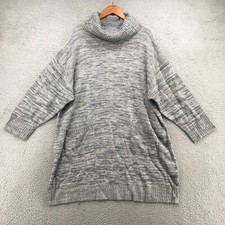 JH Sweater Dress Womens 2X Grey Knitted Cowl Neck Long Sleeve Front Pockets NEW