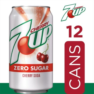 7UP Caffeine Free Zero Sugar Cherry Soda Pop, 12 fl oz, 12 Pack