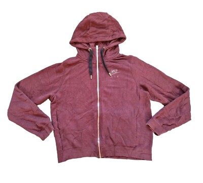 Nike Air Small Womens Maroon Zip-Up Hoodie Rose Gold Accents