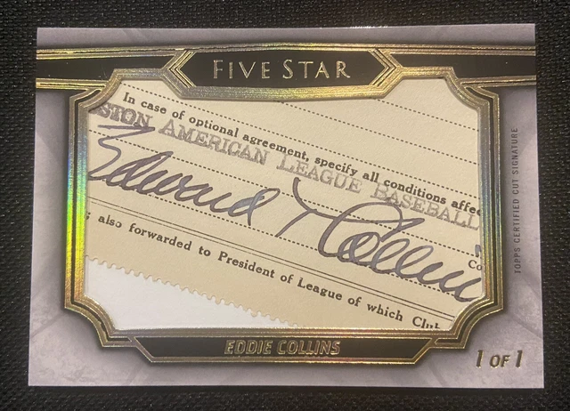 2021 Topps Five Star EDDIE COLLINS AUTO 1/1 Cut Signature Autograph SP SSP HOF