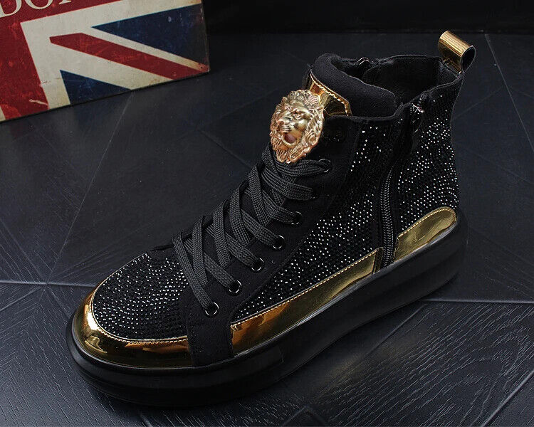 New Men Luxury Rhinestones Fashion Thick Bottom Sneakers New Men Luxury Rhinestones Fashion Thick Bottom Sneakers