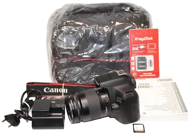 Canon EOS 2000D 24.2MP, Live View, WiFi schwarz  EF 28-80mm mit Zubehörpaket - Bild 1 von 4