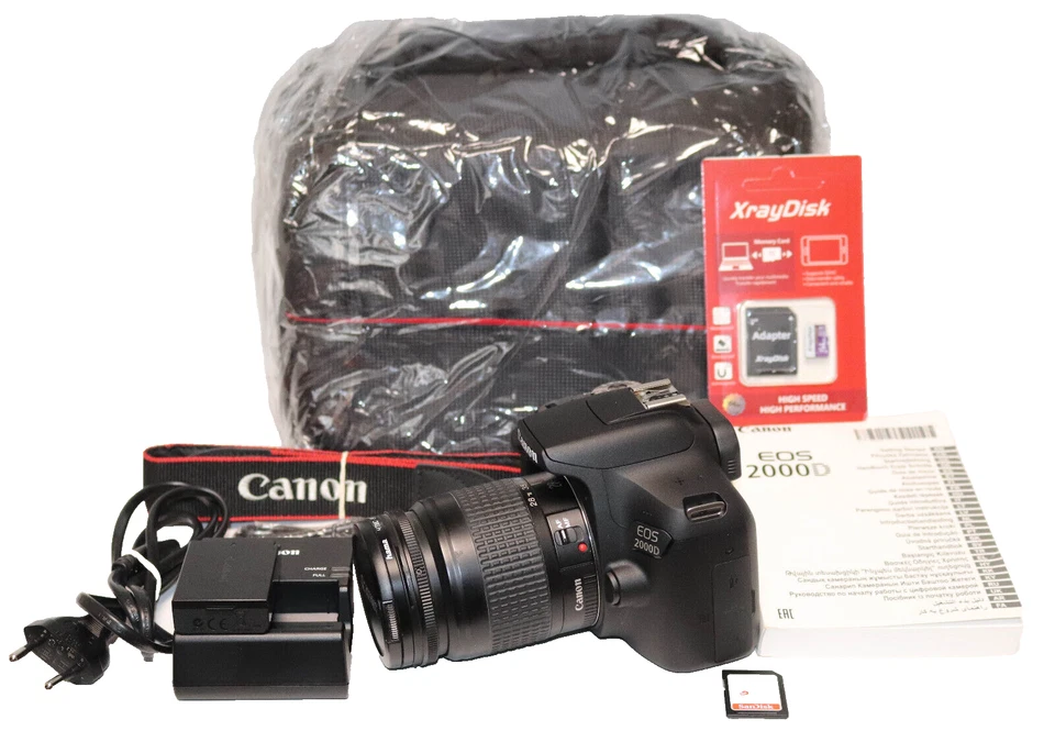 Canon EOS 2000D 24.2MP, Live View, WiFi schwarz EF 28-80mm mit Zubehörpaket - Bild 1 von 4