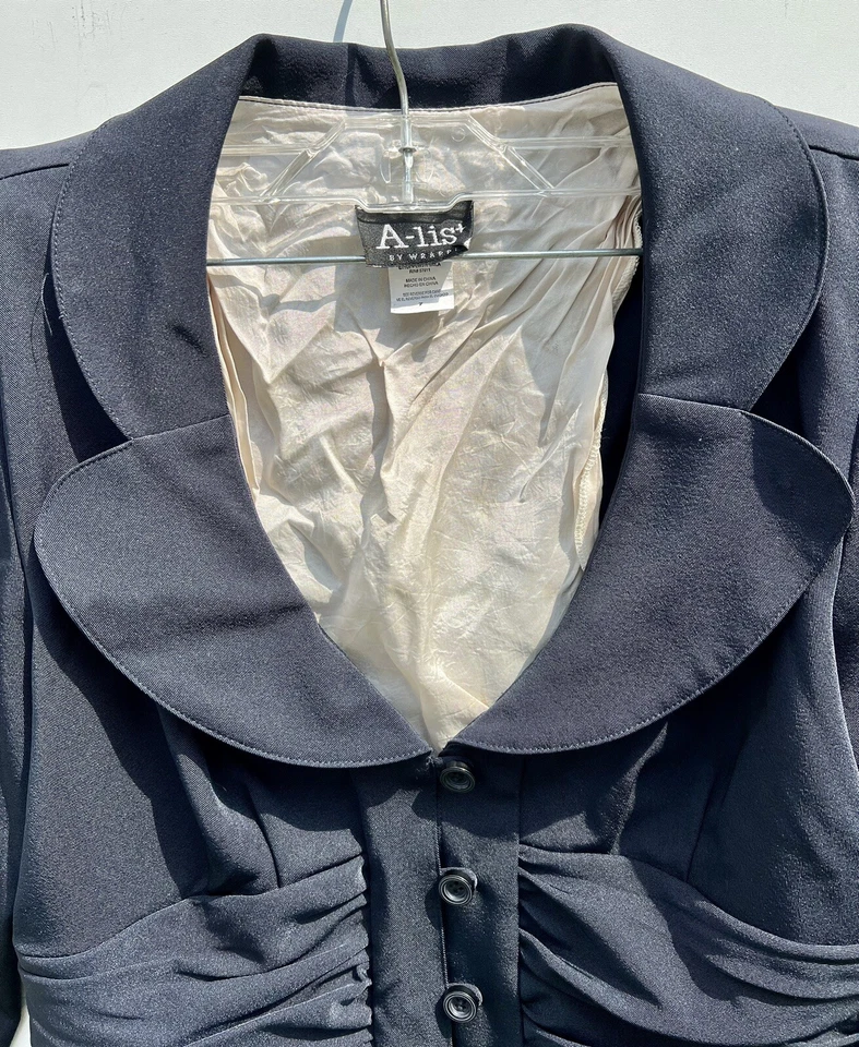 Blazer chaqueta azul marino talla 7 A-List by Wrapper para mujer Foto 3 de 4