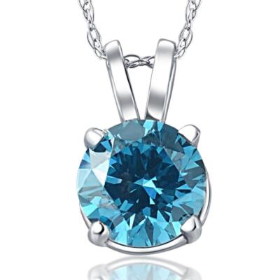 #ad VS 1 4 2 Ct T.W. Blue Diamond Solitaire Pendant in 14k White or Yellow Gold $199.99