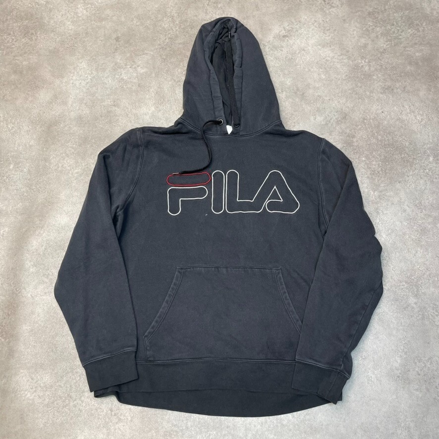 Fila Felpa con Cappuccio Uomo Medium Y2K Pullover Spell Out Felpa Sportiva Nero