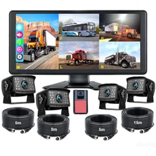 5CH 10.36" Quad Monitor DVR 5 Backup Camera For Truck Semi Box Bus RV Caravan