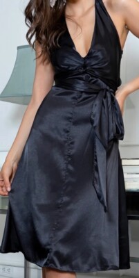 NWT Bishop + Young Anthropologie Black Sloan Tie Cocktail Dress Size Medium  | eBay