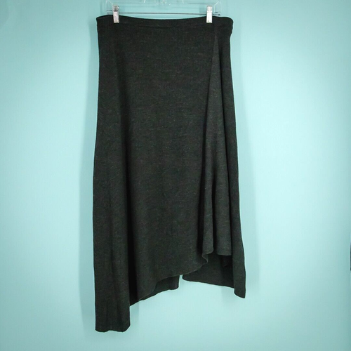 Falda Eileen Fisher Talla Mediana M Gris Sistema Midi Asimétrica Lana Merino - Imagen 1 de 6