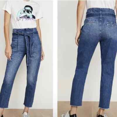 DL1961 Susie High Waist Paper Bag Belted Tapered Ankle Crop in Aberdeen, Size 25