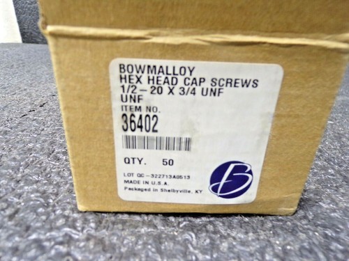 BOWMALLOY HEX HEAD CAP SCREW, 1/2-20X3/4, 50 PK, (RG) (CM) - Picture 4 of 4