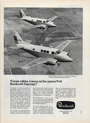 Beechcraft Flugzeuge 60er- Vintage Werbung Anzeige Reklame - yellowed_vintageads
