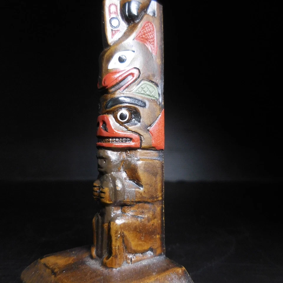 N25.58 figurine statue totem Boma bois marron vintage art déco ethnique - Photo 2/4