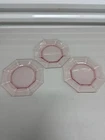 Vintage Pink Depression Glass Octagon Shaped Serving Plates Set Of 3