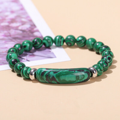 Natural Malachite Stone Bracelet 8mm Green Crystal Stretch Bracelet Jewelry Gift