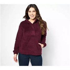 Koolaburra By Ugg Brushed Back Sherpa Hoodie In Purple Plum Size L