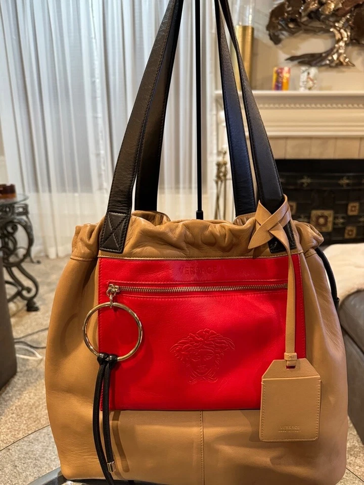 AUTÉNTICO BOLSO DE MANO GIANNI VERSACE/LLEVAR TODO - BEIGE/MULTICOLOR Foto 3 de 4