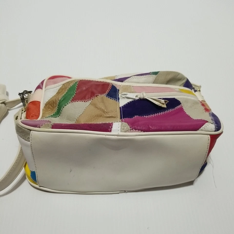 Vtg SAS Multicolor Patch Leather Shoulder Colorful Crossbody Handbag Purse PUSA - Image 2 of 4