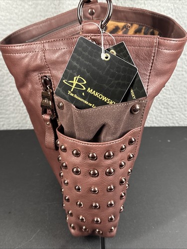 B Makowsky Cuero Suave Marrón Hombro/Bolso Rosetón Tachuelas Herrajes Nuevo con Etiquetas - Imagen 22 de 23