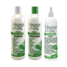Hawaiian Silky Miracle Worker Shampoo 16oz, Conditioner 16oz, Spray 16oz Set