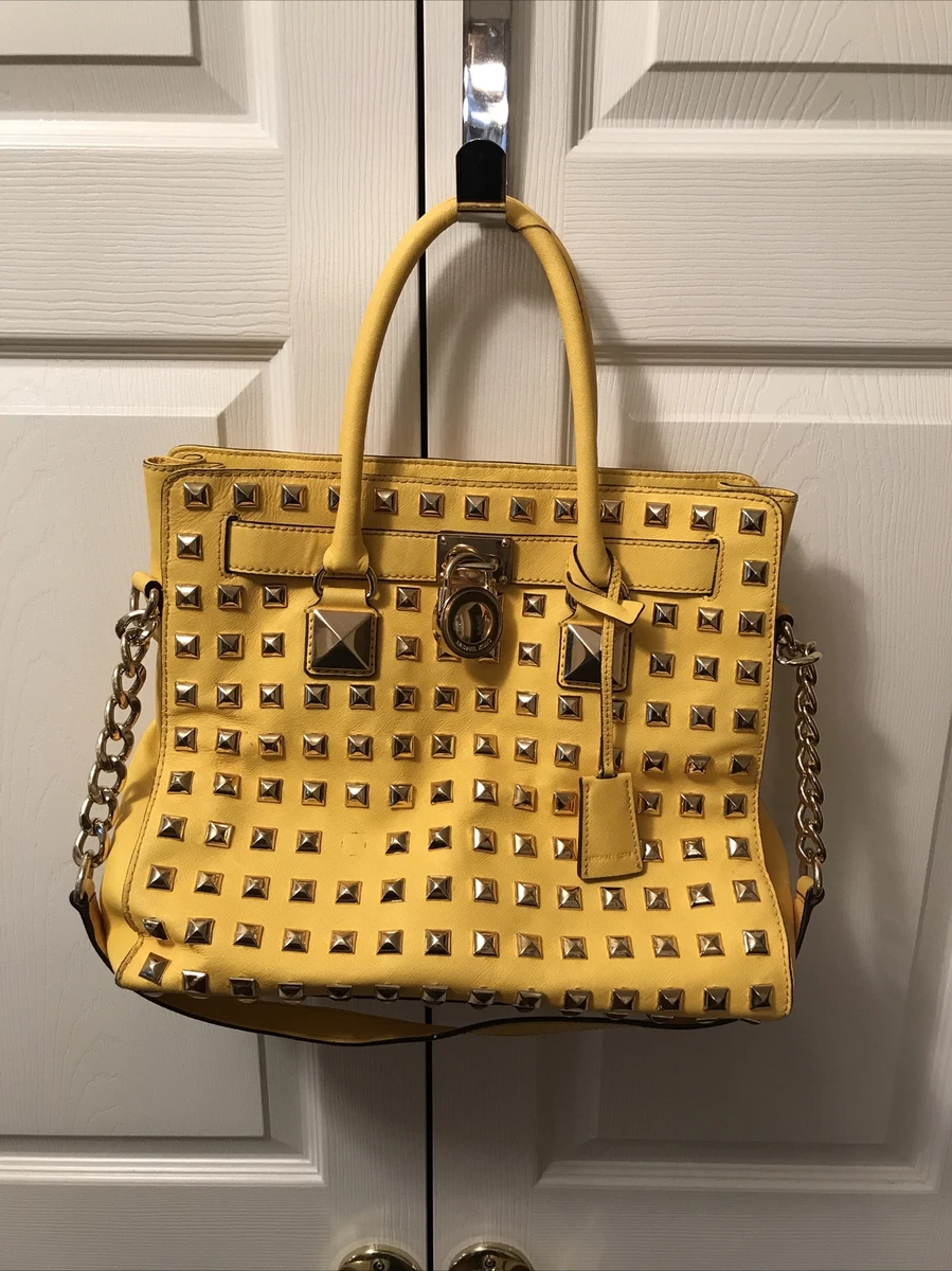 Michael Kors Saffiano Leather Studded Crossbody Bag - Yellow