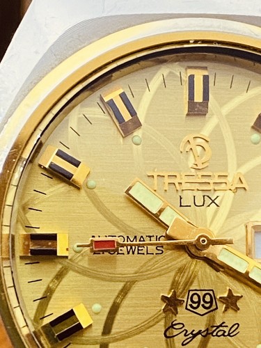Tressa Lux Crystal Automatic Watch Swiss 1970s Vintage NOS Cal AS 5206 #5685 - Picture 4 of 17