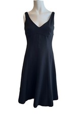 Women's 00 Black Sleeveless Dress Vintage Loft Gold Zipper in Back Fit Flare