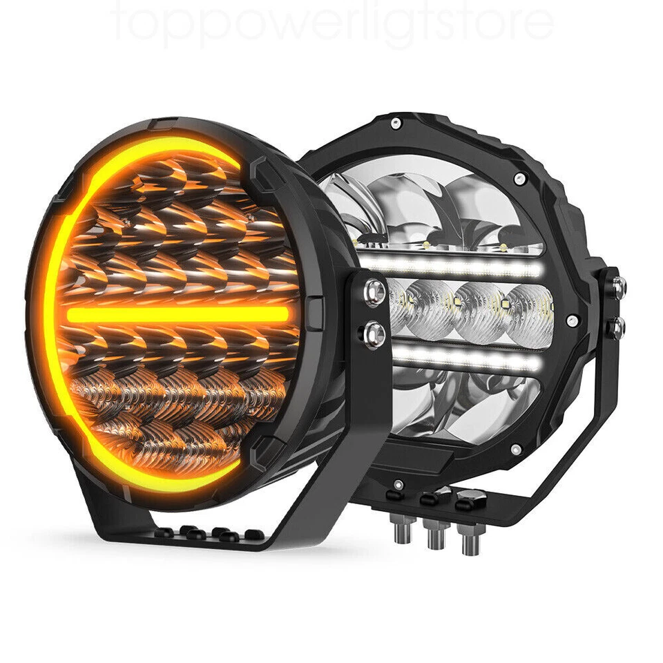 7"/9" Round LED Offroad Driving Lights DRL Auxiliary Spot Flood for Trucks 4x4 - Image 2 of 4