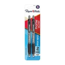 Paper Mate Profile Retractable Ball Point Pen Easy Glide Smooth 1.0mm 2/Pk Black