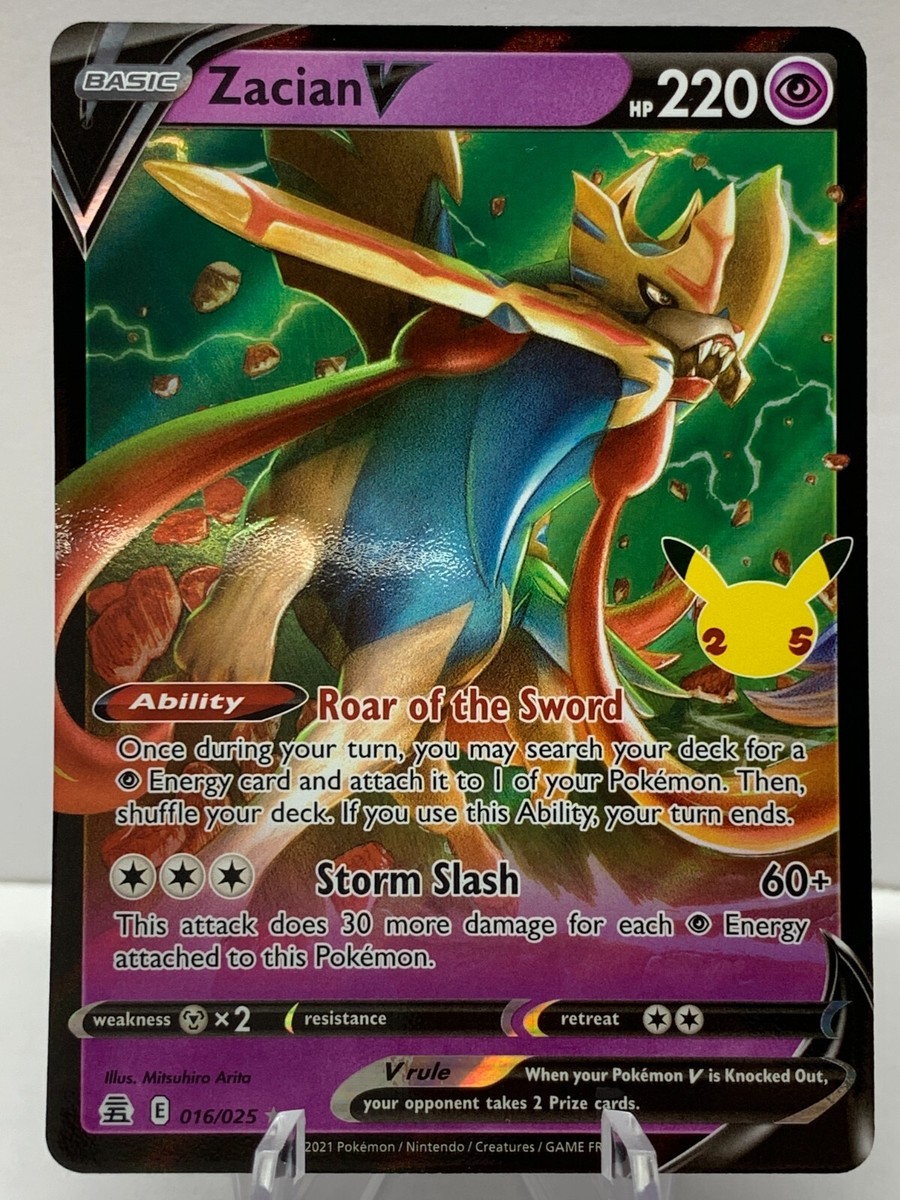 Pokemon Zacian V 016/025 Celebrations 25th Anniversary Stamp