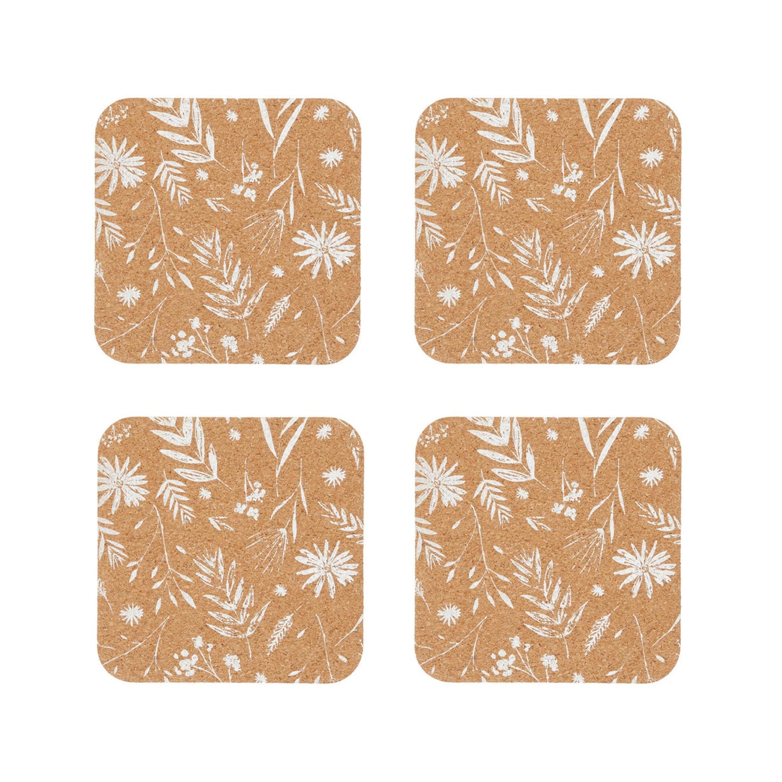 Natural Elements Eco Biodegradable Cork Coasters Set - Pack of 4 Tablemats